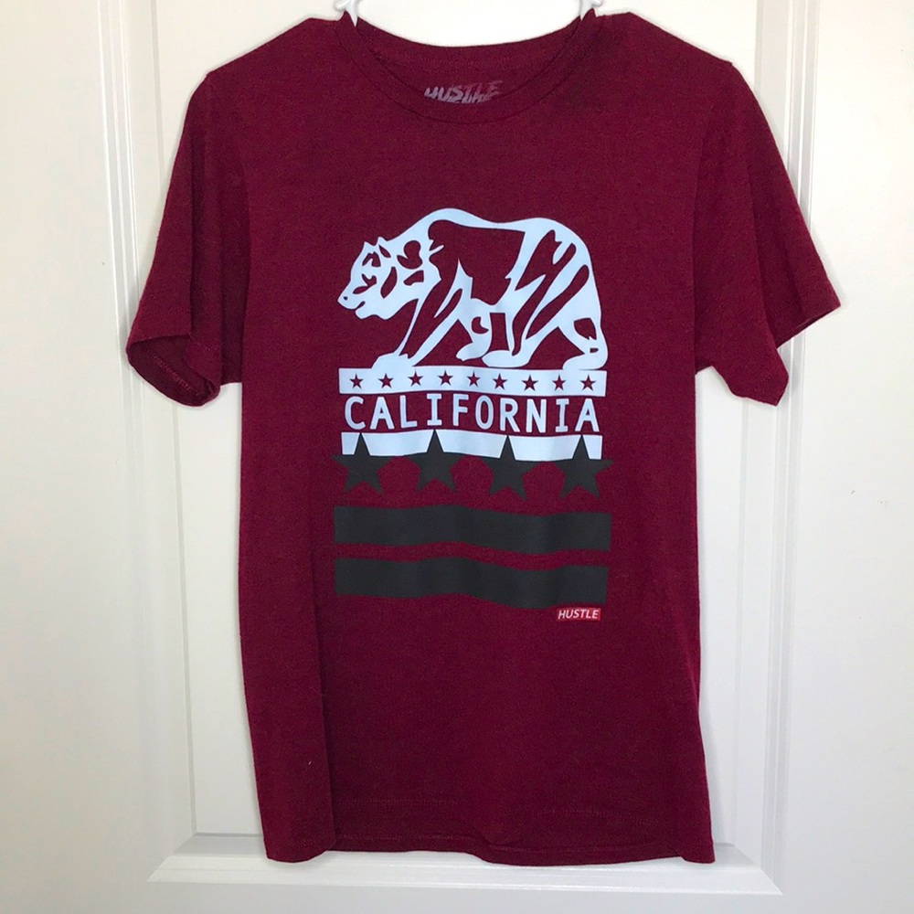 Burgundy graphic t-shirt (Hustle)